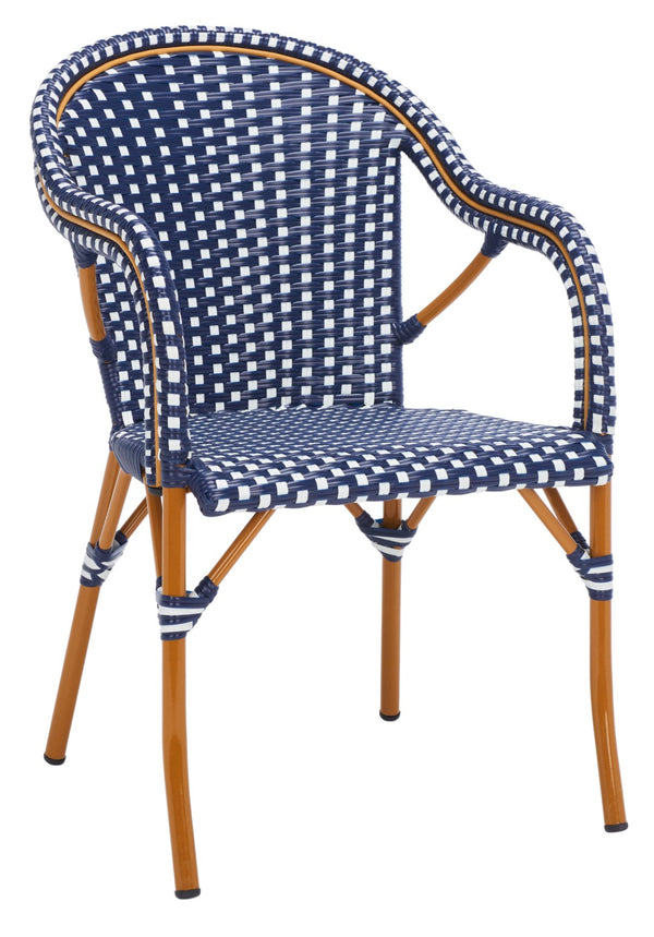 Safavieh California Armchair - Set of 2 Navy / White Aluminum / Wicker PAT7531E-SET2