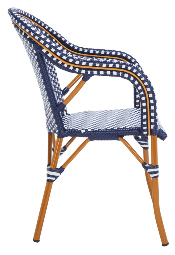 Safavieh California Armchair - Set of 2 Navy / White Aluminum / Wicker PAT7531E-SET2