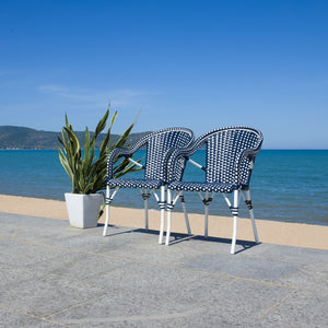 Safavieh California Armchair - Set of 2 Navy / Navy Aluminum / Wicker PAT7531F-SET2