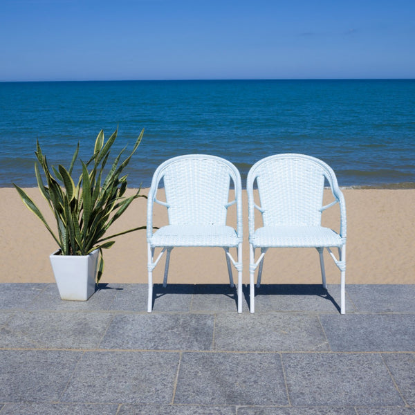 Safavieh California Armchair - Set of 2 Baby Blue / White Aluminum / Wicker PAT7531G-SET2