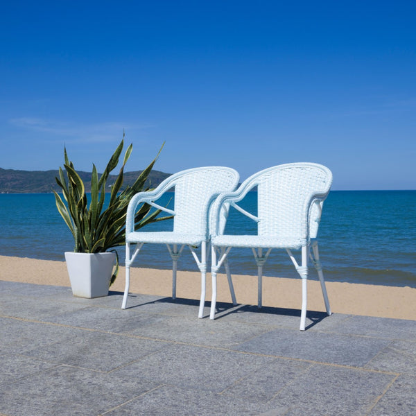Safavieh California Armchair - Set of 2 Baby Blue / White Aluminum / Wicker PAT7531G-SET2