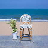 Safavieh California Counter Stool White / Navy Aluminum / Wicker PAT7532D