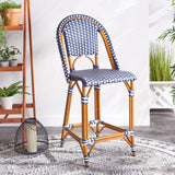 Safavieh California Counter Stool Navy / White Aluminum / Wicker PAT7532E