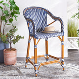 Safavieh California Counter Stool Navy / White Aluminum / Wicker PAT7533E