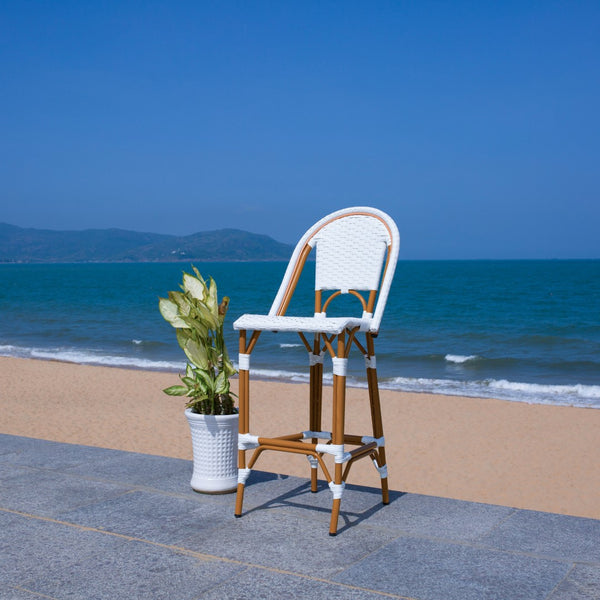 Safavieh California Bar Stool White Aluminum / Wicker PAT7534C