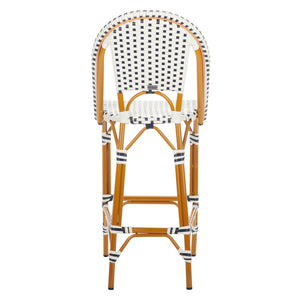 Safavieh California Bar Stool White / Navy Aluminum / Wicker PAT7534D