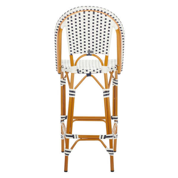 Safavieh California Bar Stool White / Navy Aluminum / Wicker PAT7534D