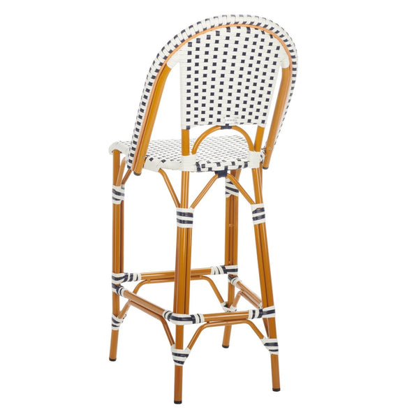 Safavieh California Bar Stool White / Navy Aluminum / Wicker PAT7534D