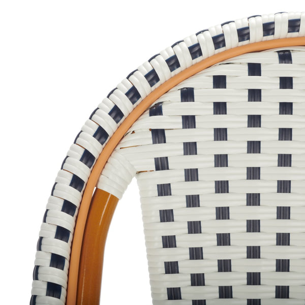 Safavieh California Bar Stool White / Navy Aluminum / Wicker PAT7534D