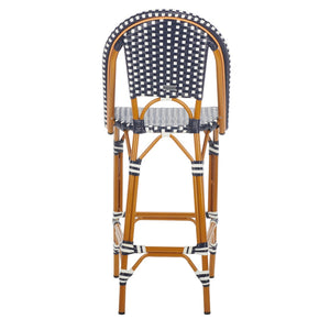 Safavieh California Bar Stool Navy / White Aluminum / Wicker PAT7534E
