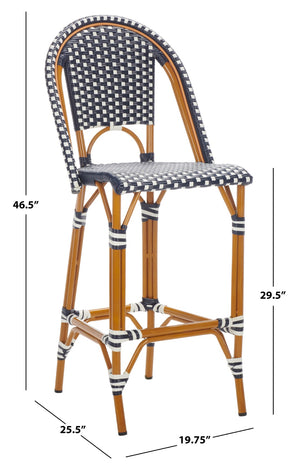 Safavieh California Bar Stool Navy / White Aluminum / Wicker PAT7534E