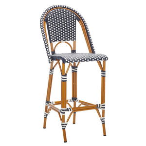 Safavieh California Bar Stool Navy / White Aluminum / Wicker PAT7534E