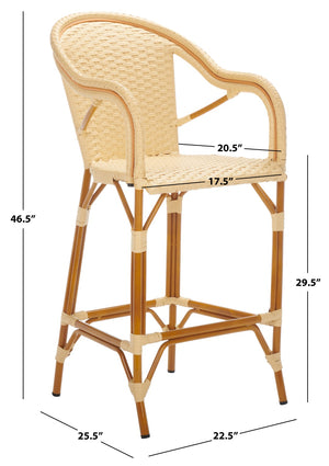 Safavieh California Bar Stool Natural Aluminum / Wicker PAT7535A