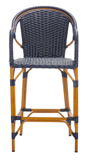 Safavieh California Bar Stool Navy Aluminum / Wicker PAT7535B