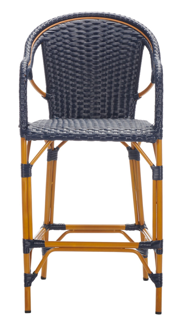 Safavieh California Bar Stool Navy Aluminum / Wicker PAT7535B