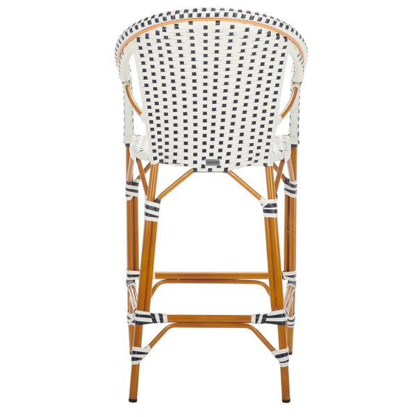 Safavieh California Bar Stool White / Navy Aluminum / Wicker PAT7535D