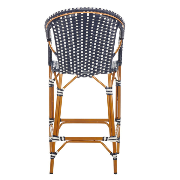Safavieh California Bar Stool Navy / White Aluminum / Wicker PAT7535E