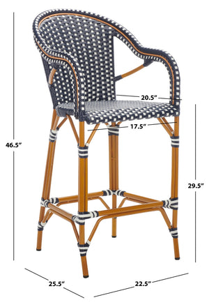 Safavieh California Bar Stool Navy / White Aluminum / Wicker PAT7535E