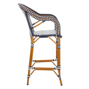Safavieh California Bar Stool Navy / White Aluminum / Wicker PAT7535E