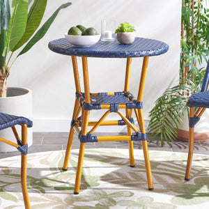 Safavieh California Bistro Table Navy Aluminum / Wicker PAT7536B