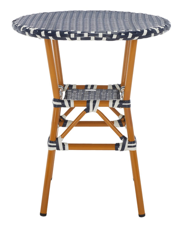 Safavieh California Bistro Table Navy / White Aluminum / Wicker PAT7536E