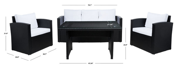 Safavieh Nyra Dining Set Black/White Cushion PAT7700A-3BX