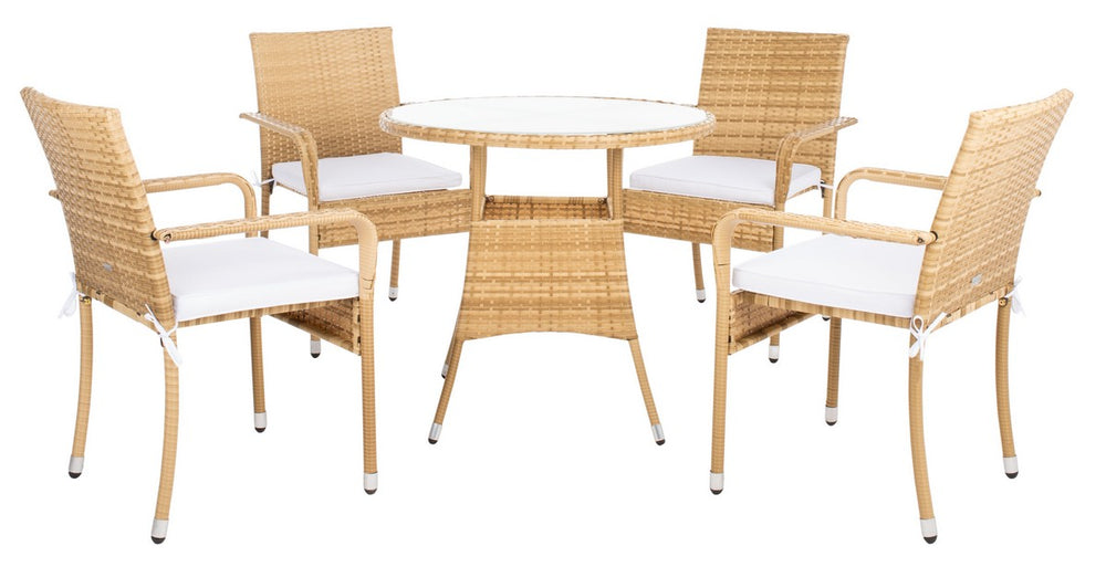 Laina Bistro Set - Elegant Outdoor Dining Experience with Modern Wicker and Comfortable Cushions