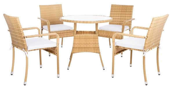 Laina Bistro Set - Elegant Outdoor Dining Experience with Modern Wicker and Comfortable Cushions