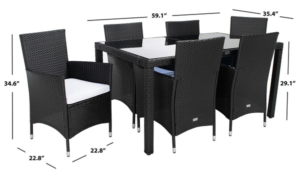 Jolin 7 Piece Outdoor Dining Set - Chic Wicker Design with Plush Cushions for Stylish Entertaining