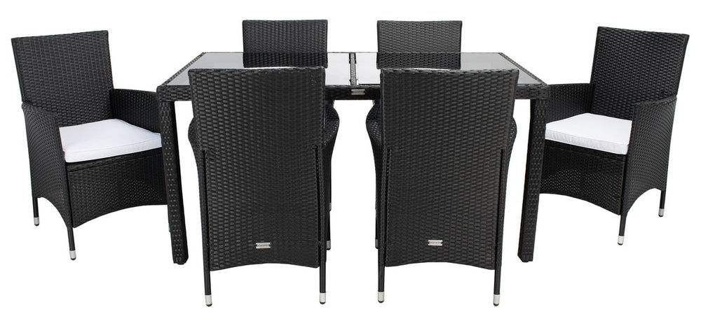 Jolin 7 Piece Outdoor Dining Set - Chic Wicker Design with Plush Cushions for Stylish Entertaining