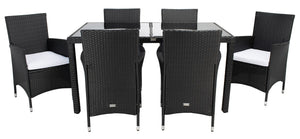 Jolin 7 Piece Outdoor Dining Set - Chic Wicker Design with Plush Cushions for Stylish Entertaining