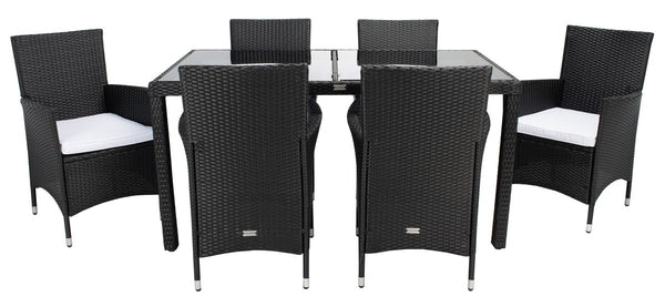 Jolin 7 Piece Outdoor Dining Set - Chic Wicker Design with Plush Cushions for Stylish Entertaining