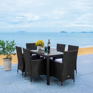 Jolin 7 Piece Outdoor Dining Set - Chic Wicker Design with Plush Cushions for Stylish Entertaining