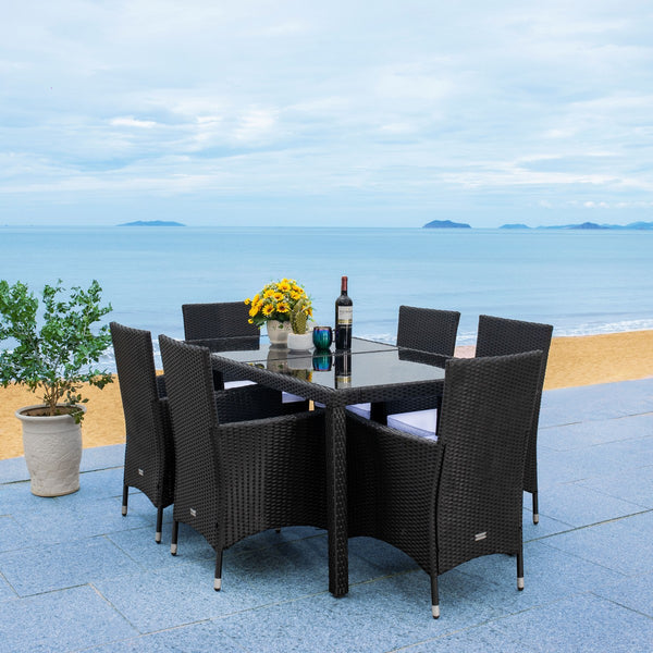 Jolin 7 Piece Outdoor Dining Set - Chic Wicker Design with Plush Cushions for Stylish Entertaining