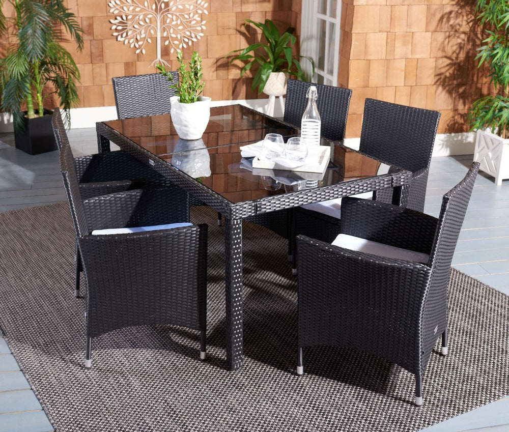Jolin 7 Piece Outdoor Dining Set - Chic Wicker Design with Plush Cushions for Stylish Entertaining