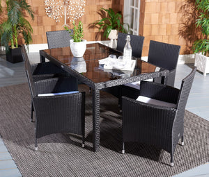 Jolin 7 Piece Outdoor Dining Set - Chic Wicker Design with Plush Cushions for Stylish Entertaining