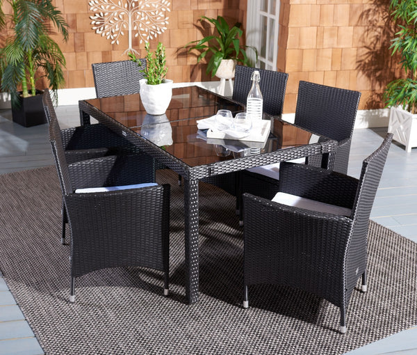 Jolin 7 Piece Outdoor Dining Set - Chic Wicker Design with Plush Cushions for Stylish Entertaining