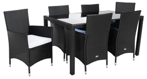 Jolin 7 Piece Outdoor Dining Set - Chic Wicker Design with Plush Cushions for Stylish Entertaining