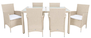 Jolin 7 Piece Outdoor Dining Set - Chic Wicker Design with Plush Cushions for Stylish Entertaining