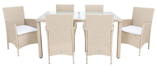 Jolin 7 Piece Outdoor Dining Set - Chic Wicker Design with Plush Cushions for Stylish Entertaining