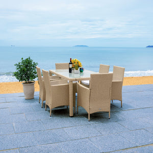 Jolin 7 Piece Outdoor Dining Set - Chic Wicker Design with Plush Cushions for Stylish Entertaining