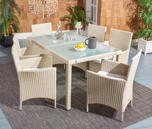 Jolin 7 Piece Outdoor Dining Set - Chic Wicker Design with Plush Cushions for Stylish Entertaining