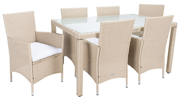 Jolin 7 Piece Outdoor Dining Set - Chic Wicker Design with Plush Cushions for Stylish Entertaining