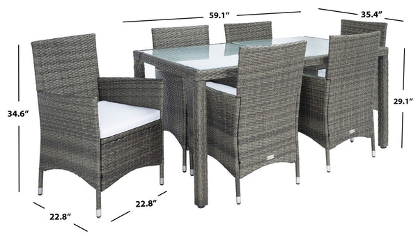 Jolin 7 Piece Outdoor Dining Set - Chic Wicker Design with Plush Cushions for Stylish Entertaining