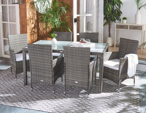 Jolin 7 Piece Outdoor Dining Set - Chic Wicker Design with Plush Cushions for Stylish Entertaining