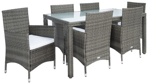Jolin 7 Piece Outdoor Dining Set - Chic Wicker Design with Plush Cushions for Stylish Entertaining