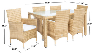 Jolin 7 Piece Outdoor Dining Set - Chic Wicker Design with Plush Cushions for Stylish Entertaining