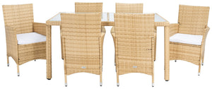 Jolin 7 Piece Outdoor Dining Set - Chic Wicker Design with Plush Cushions for Stylish Entertaining