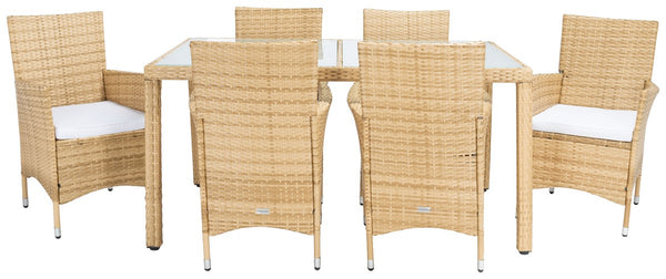 Jolin 7 Piece Outdoor Dining Set - Chic Wicker Design with Plush Cushions for Stylish Entertaining