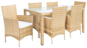 Jolin 7 Piece Outdoor Dining Set - Chic Wicker Design with Plush Cushions for Stylish Entertaining